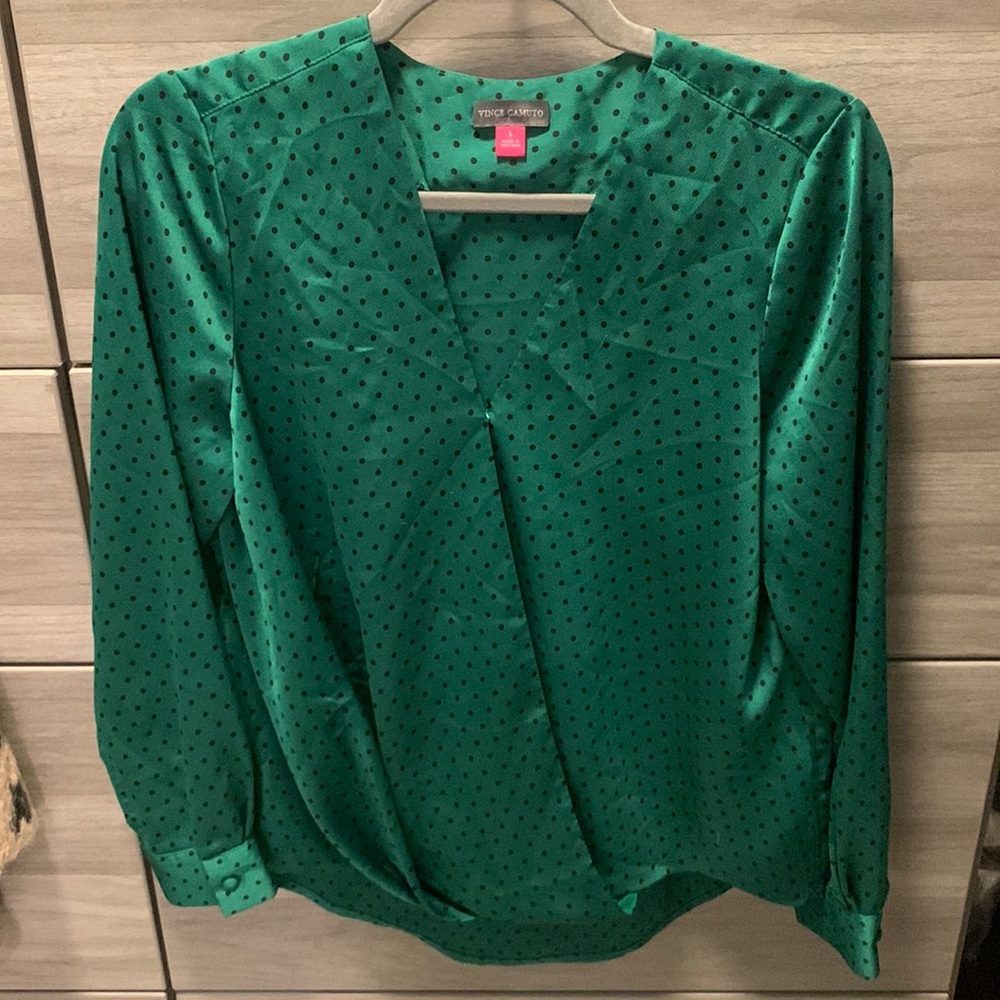 Emerald green with polka dots